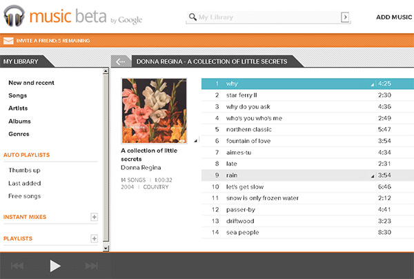 Google Music : interface web