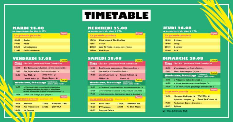 woodstower time table