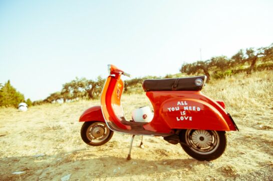 Love Motorcycle Red Vespa Motor Scooter-14446